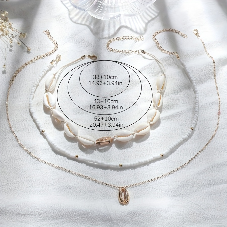 Shell Beaded Necklace Set Minimalist Vacation Style